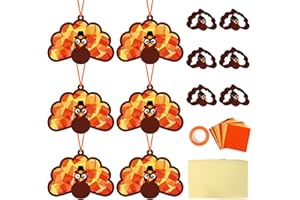 Qyeahkj 36 Set Thanksgiving Turkey Suncatchers Crafts for Kids DIY Fall Window Tissue Paper Craft Kit Autumn Hanging Decor for Harvest School Home Activity Art Project Birthday Party Favor Gift