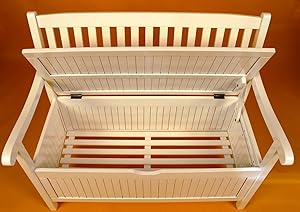 Sedex Truhenbank GREENA 2-Sitzer weiß Bank Holz Garten Sitzbank Massiv Truhenbank