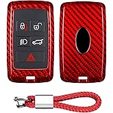 T-carbon Key Fob Cover Compatible with Land Rover,Real Glass Fiber Key Fob Protector Case Compatible with Jaguar Defender 110S,HSE,Sport Dsicovery HSE Velar,Red