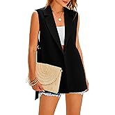 MASCOMODA Womens Fashion 2025 Sleeveless Blazer Vest Spring Casual Open Front Lapel V Neck Office Waistcoat Long Vests