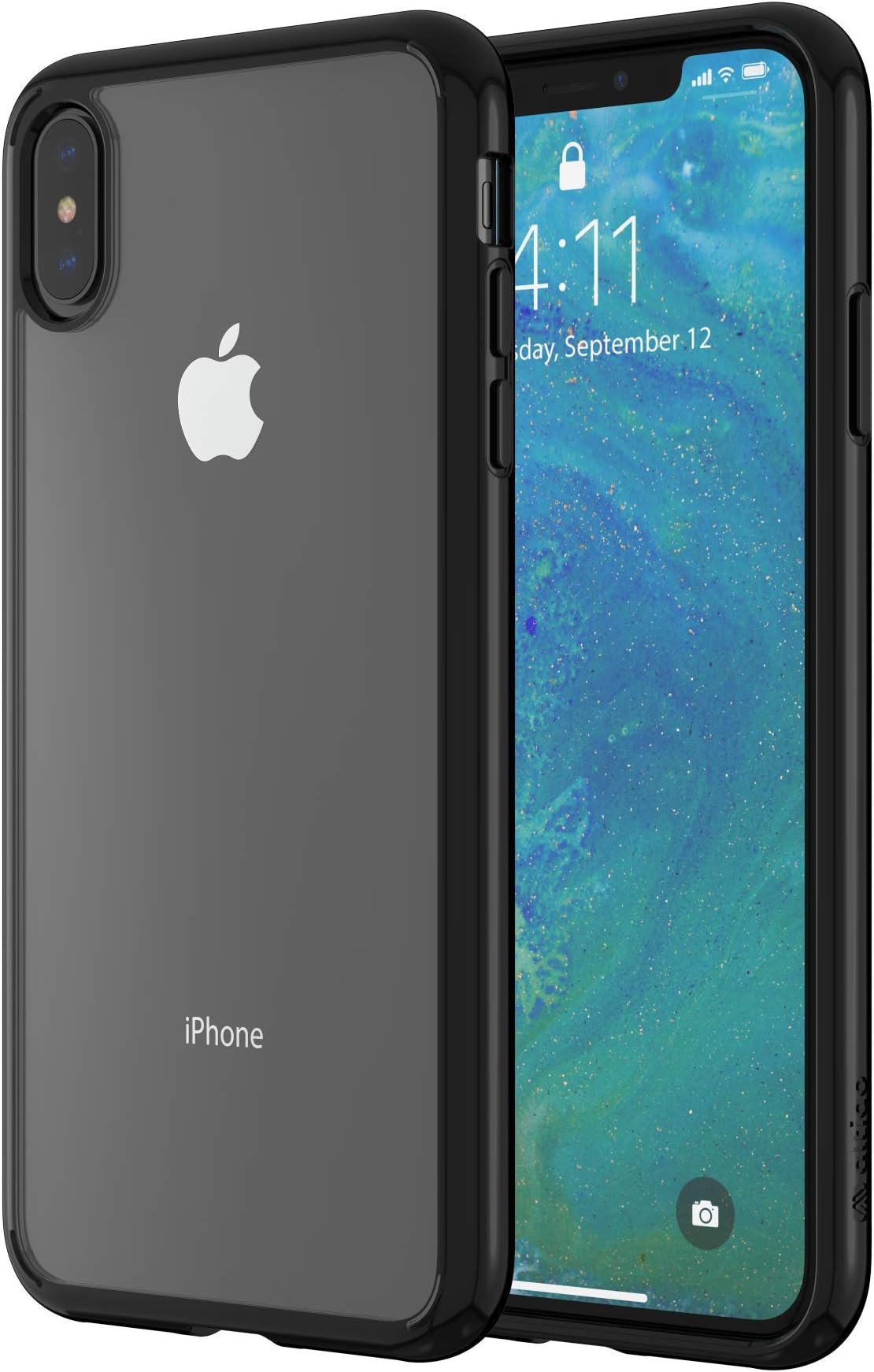 Altigo iPhone Xs Max Case - Clear Case with Solid Black Bumper