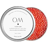 OM Caviar Wild Alaska Salmon Roe Ikura Caviar Orange Pearls - 8.8oz/250g | Wild Alaska Salmon Roe With Bright Orange Pearls, Rich Omega-3s and Fresh Flavor For Elevated Gourmet Dining