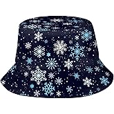 Christmas Red Snowflakes Pattern Bucket Hat Packable Fashion Fisherman Hat Travel Beach Sun Hat