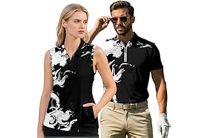 GETELINSENG Matching Golf Shirts for Couples Hawaii Tennis Polo Shirt for Women Mens Quarter Zip His and Hers Outfits