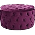Christopher Knight Home Zelfa Velvet Ottoman, Fuchsia, Round