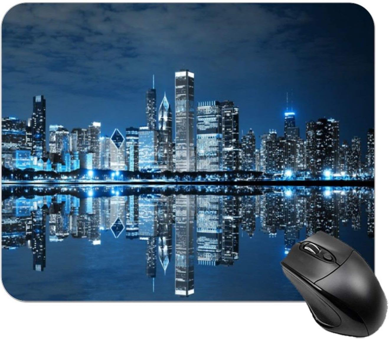 Yeuss Rectangular Non-Slip Mousepad Chicago Downtown at Night Gaming Mouse mat pad 200mm x 240mm
