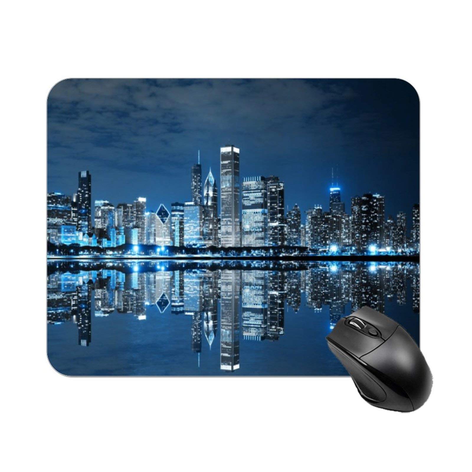 Yeuss Rectangular Non-Slip Mousepad Chicago Downtown at Night Gaming Mouse mat pad 200mm x 240mm