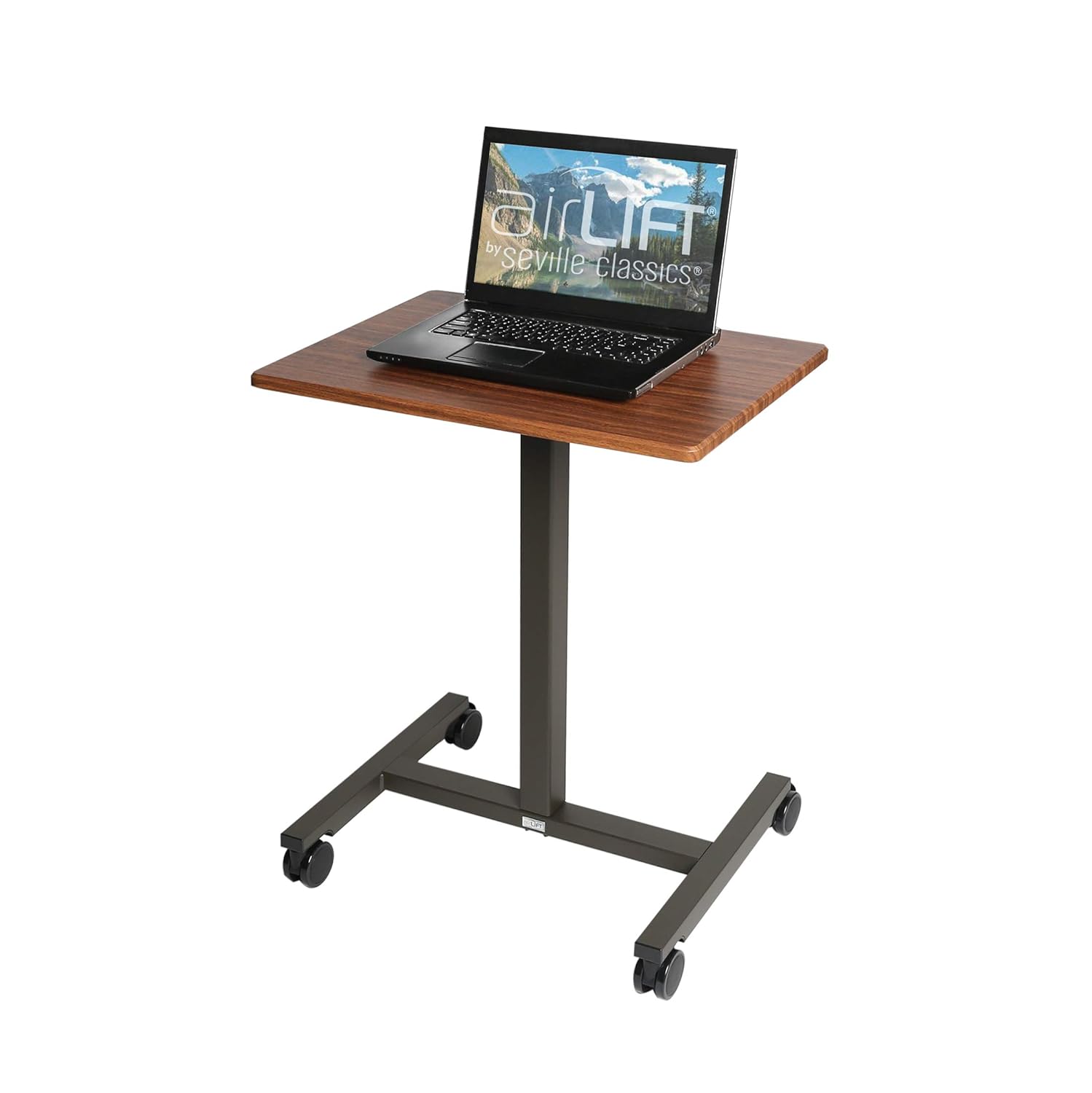 Seville Classics Pneumatic Laptop Computer Mobile Desk Cart Height