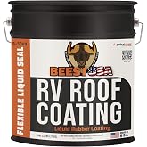 BEEST RV Roof Coating White, 1 Gallon Covers up to 50 sq ft (2 Coats), Solar Reflective &amp; Waterproof Sealant| Elastomeric Leak Repair Coating, Liquid Rubber RV Roof Sealant for Trailers, Camper &amp; More