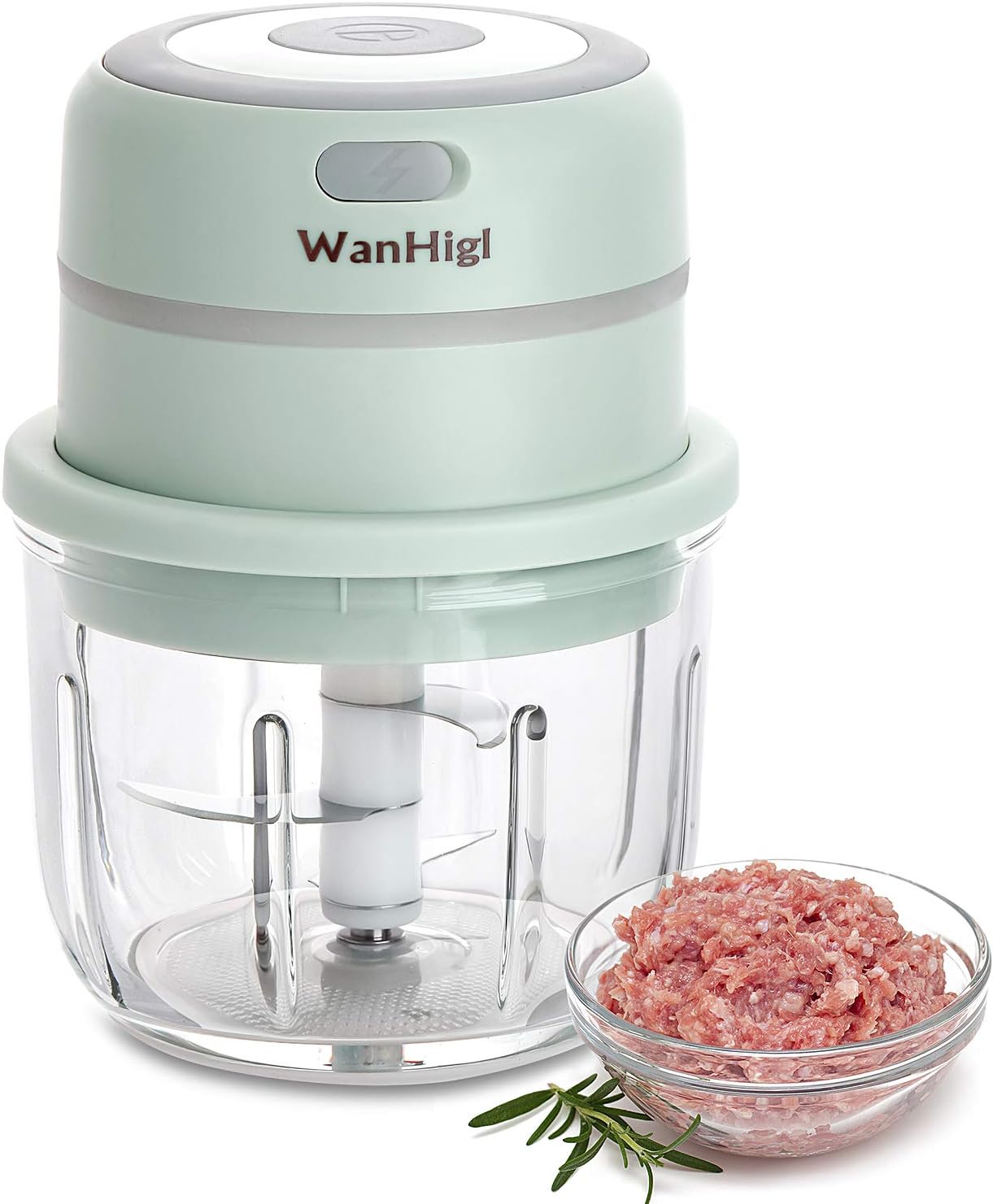 WanHigl Mini Chopper Electric,Garlic Chopper Mini Food Processor,Wireless Onion Chopper,USB Charg,1.3Cups,Vegetable Chopper,Mini Food Chopper Electric Dedicated For Garlic,Onion,Meat,Salad,Vegetable