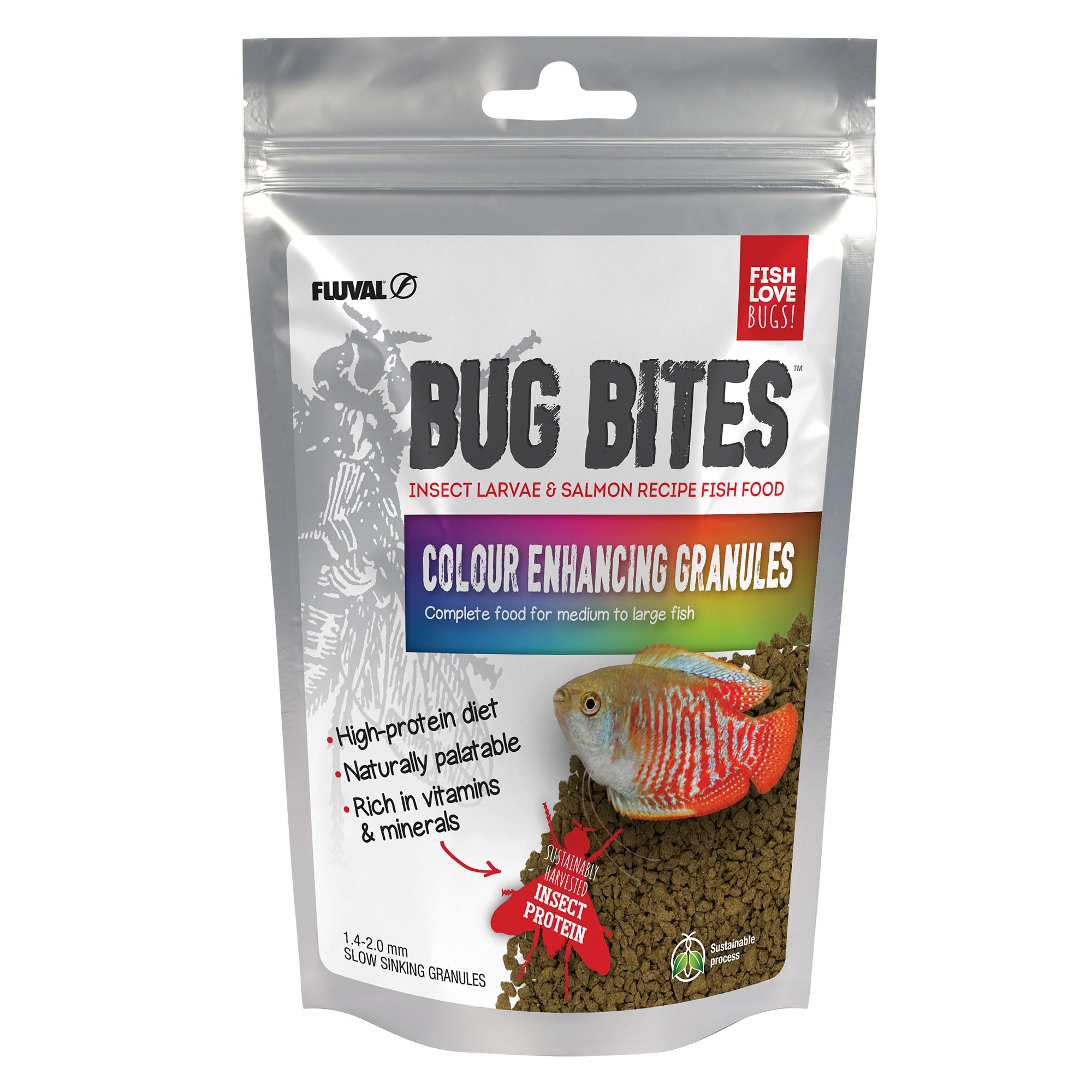Fluval Bug Bites Colour Enhancing Fish Food, 125 g