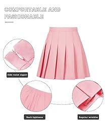 Pleated Skirt for Girls Pink School Uniform Mini