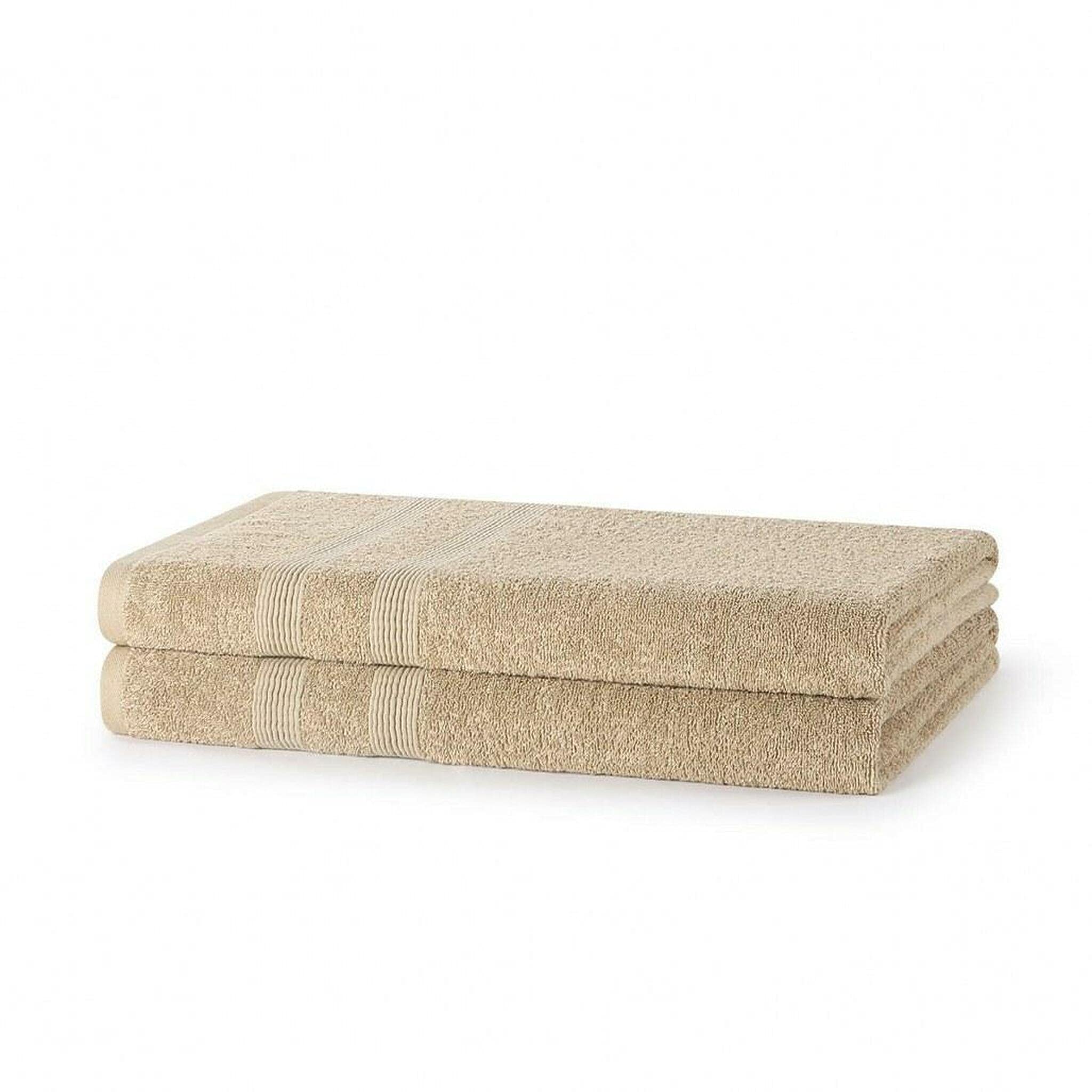 Vozbi Towels - Jumbo Bath Sheet Pack of 2-500 GSM Ring Spun Cotton Bath Towel - Extra Large Beach Towel Set 90 x 150 cm Latte