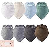 COOROBIN 8 pack-Muslin Baby Bibs, 100% Cotton Baby Bandana Drool Bibs, Ultra Soft & Absorbent for Newborns & Infants