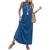 WIHOLL Summer Dresses for Women 2026 Maxi Dresses Long Flowy A Line Sleeveless Sundresses with Pockets