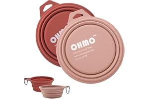 OHMO Large Collapsible Dog Bowls, (2 Pack 27oz/800ml) Premium Silicone Portable Travel Water Food Foldable Bowls Pet Feeding Bowl for Outdoor Camping Hiking