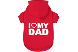 GreenJoy Dog Sweater Dog Hoodie Cold Weather Dog Coat Hooded Sweatshirt for Dogs and Cats (Red(I Love My Dad), Small)