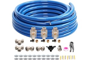 BRVCLON 3/4"×100'&200'&300' Compressed Air Line Kit,HDPE-Aluminum-HDPE Piping,Includes 2×NPT Right Angle Fittings and 2×NPT Tee Fittings,Leak Proof&Easy to install Garage Air Line Kit,Shop Air Line Kit
