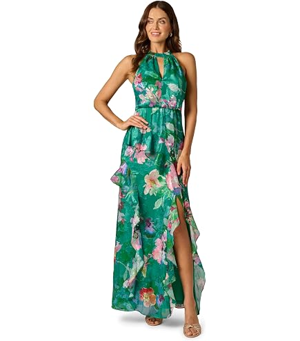 Adrianna Papell Women's High Low Twill Midi Dress