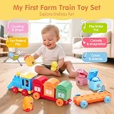 hahaland Baby Montessori Farm Animal Train Toy for 18+ Months view 2