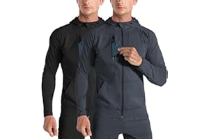 BROKIG Mens WindBreak Lightweight Running Jackets with Zip Pocket, Workout Track Hoodie Athletic Gym Sweatshirts Men