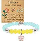 Thank You Beaded Bracelet for Women Appreciation Gift for Teacher Coworker Colleague Thank You Gifts for Teacher Nurse Boss Inspirational Beads Bracelets for Female Christmas Birthday Stretch Jewelry