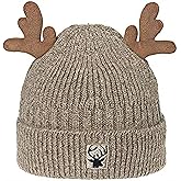 Christmas Knitted Antler Hat,Cute Reindeer Antlers Knitted Hat,Crochet Knit Cap for Adults,Winter Warm Beanie Cap