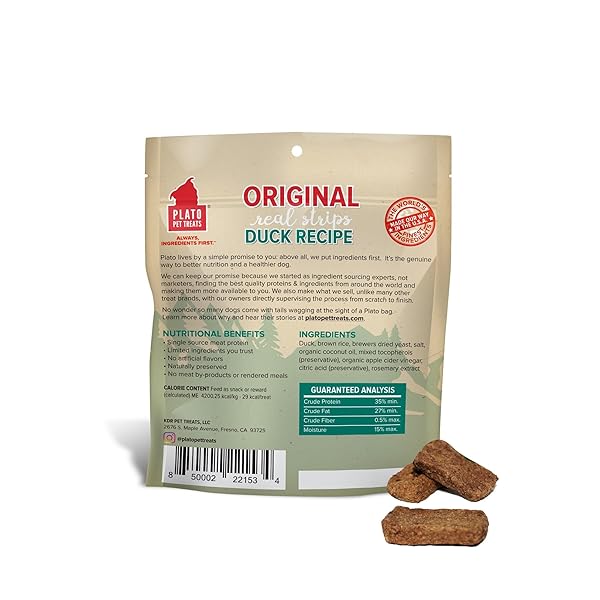 PLATO ORIGINAL REAL STRIPS DUCK 3OZ, NATURAL (850002221534)