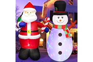 MICOCAH Christmas Inflatables Outdoor Decorations 5 FT Set of 2 Inflatable Santa and Snowman, Built in with Bright LED Light & Rotating LEDs Funny Small Xmas Blow Up Yard Decoration Indoor Lawn Garden
