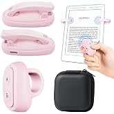 Resptasski 2-Clips Page Turner Ring Remote Clicker for Kindle, Pink | Forward and backward page control with Case, rechargeable, hands-free reading in bed or on treadmill, camera shutter control