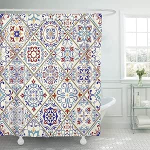 NOBRAND - Cortina de ducha de tela de poliéster impermeable con diseño