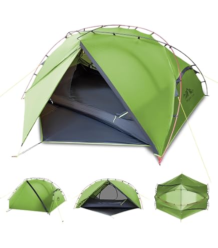windhike 3F UL GEAR 3/4Person Camping Tent, Waterproof Tent For 3/4Seasons, Easy Set Up Hiking, Backpacking Tent Shelter, Included Ground Cloth (Khaki - 15D Nylon, 3 Person