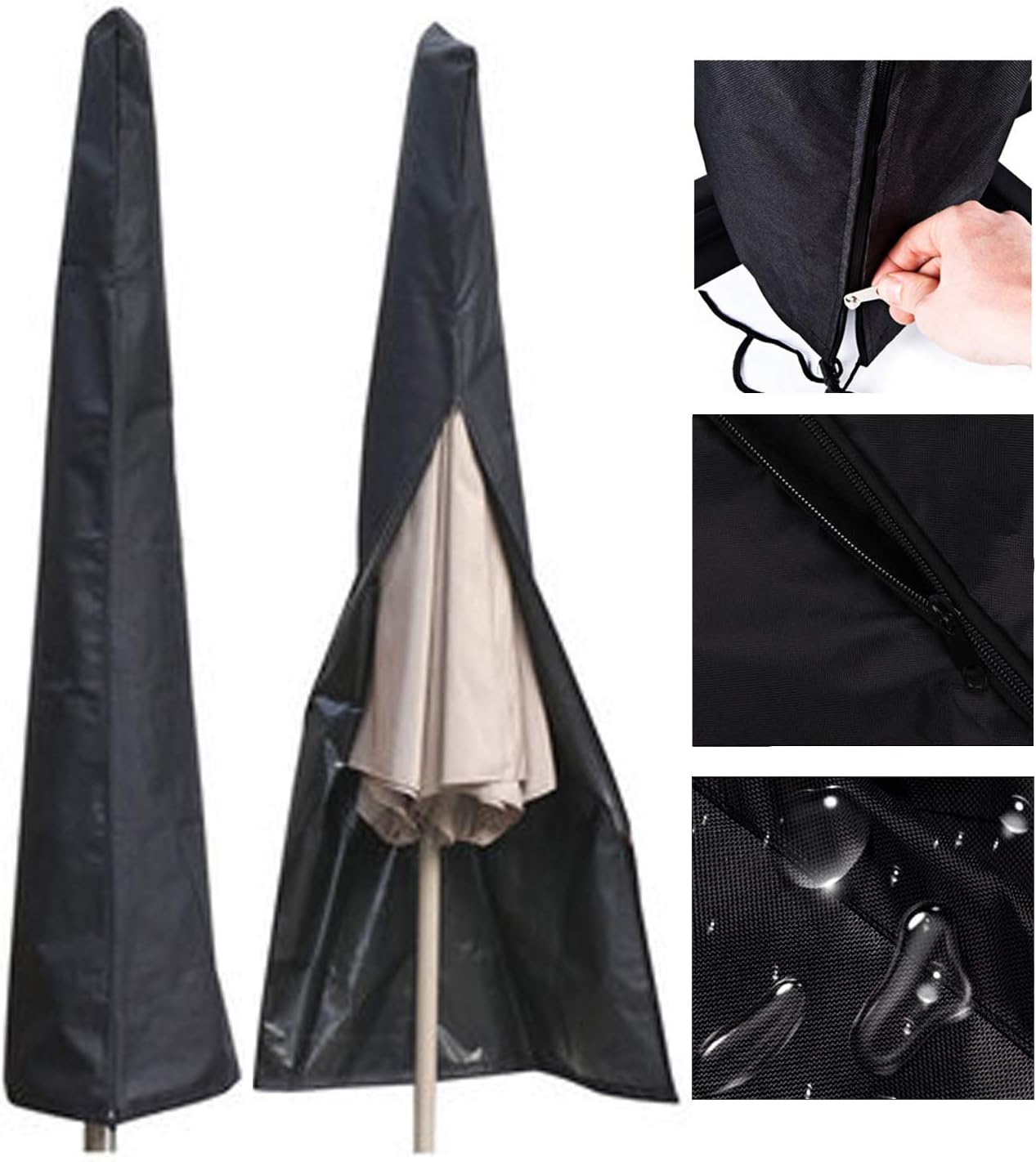 LOAMOUmbrella Covers - Patio Waterproof Parasol Covers with Storage Zipper Bag Fits 7ft to 11ft Umbrellas for Outdoor Market Umbrellas