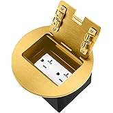 JACEPFY Recessed Floor Outlet Box Deeper 20 Amp Floor Electrical Outlet Tamper Resistant (TR, Gold)