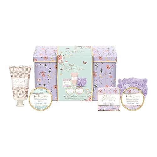 Baylis & Harding Royale Garden Lavender & Rosehip Tea Luxury Pamper Keepsake Tin Gift Set (Pack of 1) - Vegan Friendly