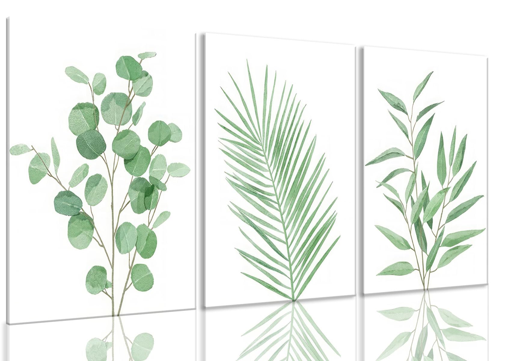 Photo 1 of Bwodke Botanical Wall Art Plant Floral Watercolor Poster Canvas Prints Set of 3 Framed Sage Green Painting Eucalyptus Leaf Picture Modern Minimalist Home Decor Bedroom Bathroom Living Room 12"x16"