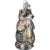 Old World Christmas Raccoon Glass Blown Ornament for Christmas Tree, Handcrafted Holiday Decoration, Wildlife Animal Collection