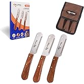 Elmax Pro Professional Stripping Knife for Dogs, Best for Removing Unwanted Undercoat, Blades are Made of Stainless Steel with Wooden Handle Grip (Right-Handed, Rosewood)