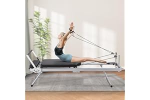 ZENOVA Pilates Reformer Foldable Pilates Machine & Equipment for Home Workout Cardio Fitness Rebounder Up to 300 lbs Weight Capacity