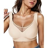 Brabalas Wireless Bras for Women (34C-42DD), Extremely Comfortable Seamless Bra Mesh Bralettes Adjustable Straps Everyday Bra