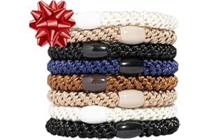 Brown and Black Hair Ties for Thick Hair, Grab & Go Ponytail Holders, 8 Pack, Classic, Thick No-Crease Bands with Strong Hold, Damage-Free Design, Everyday Neutral Style | L. Erickson