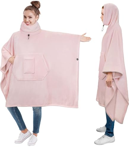 Couverture Douce Châle Portable pour Femmes, Poncho Confortable avec Boutons, Couverture Sans Manches Chaude d'Hiver pour la Maison, le Bureau