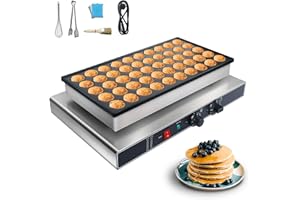 LIANQIAN 110V Mini Pancakes Maker - 50PCS 1700W Commercial Electric Nonstick Pie Baker, 1.8 Inches Pancake Machine with Adjustable Thermostats & Timers - Ideal for Home Kitchen and Restaurants