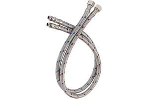Homevacious 32-Inch Long Stainless Steel Supply Lines 3/8-Inch Female Compression Thread x M10 Male Connector 2 Pcs (1 Pair) Bathroom Kitchen Faucet Connector Braided Supply Hose
