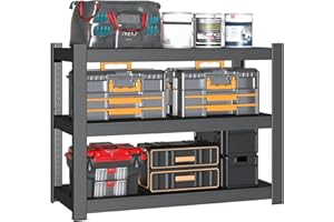 BESFUR 3-Tier Metal Shelving Unit, Adjustable Garage Shelves, Heavy Duty Garage Storage Shelving Unit for Warehouse Pantry Closet Kitchen, 15.8"*35.5"*35.5", Black