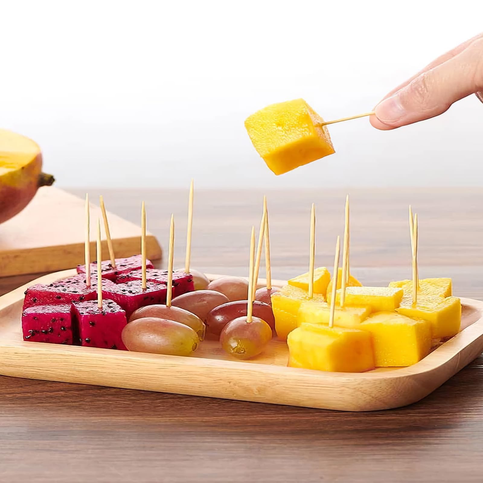 Blue Sky Toothpicks In Dispenser - 300 Premium Wooden Food Picks | Disposable & Eco-Friendly Design for Easy Party Snacking and Elegant Home Dining