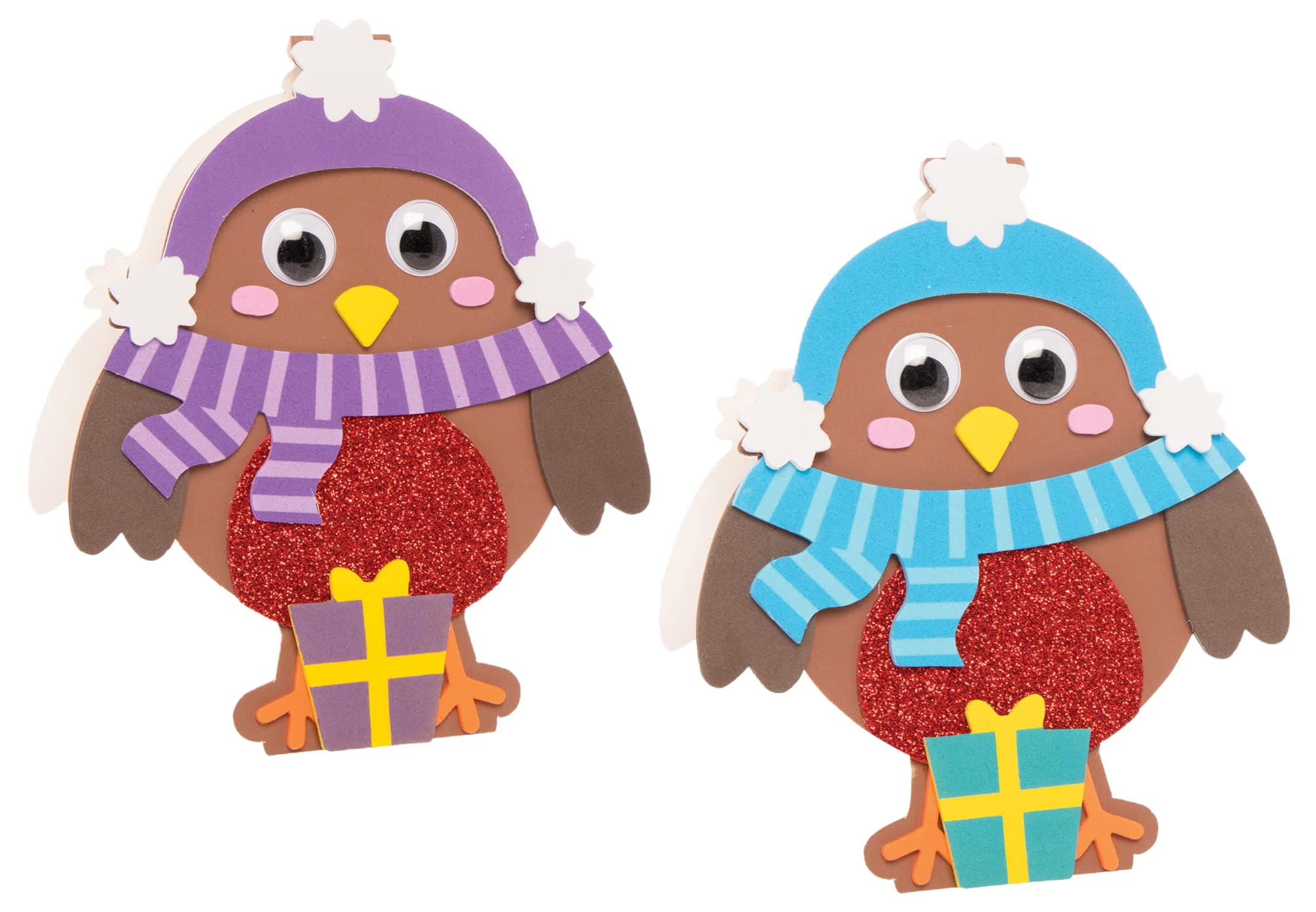 Baker Ross FE874 Christmas Robin Card Kits - Pack of 6, Card Making Kit for Kids, Make Your Own Christmas Cards, Ideal Festive Arts and Crafts Project