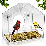 Nature Gear Window Bird Feeder - Refillable Sliding Tray - Weather Proof - Snow and Squirrel Resistant - Drains Rain Water - 