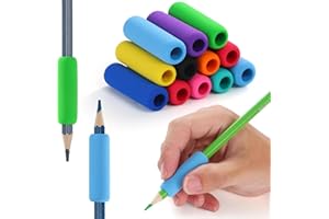 OSteed 50 Pcs Foam Pencil Grips Classic for Kids Handwriting, 10 Colours Pencil Holders for Adults Relieving Fingers Fatigue,