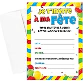 Carte invitation fete enfant francais - Invitation fete enfant francais avec enveloppes ( lot de 15 cartes et 15 enveloppes) 